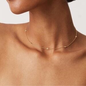 Homemade 14k Gold Plated Station Necklace | Simulated Diamond Necklace